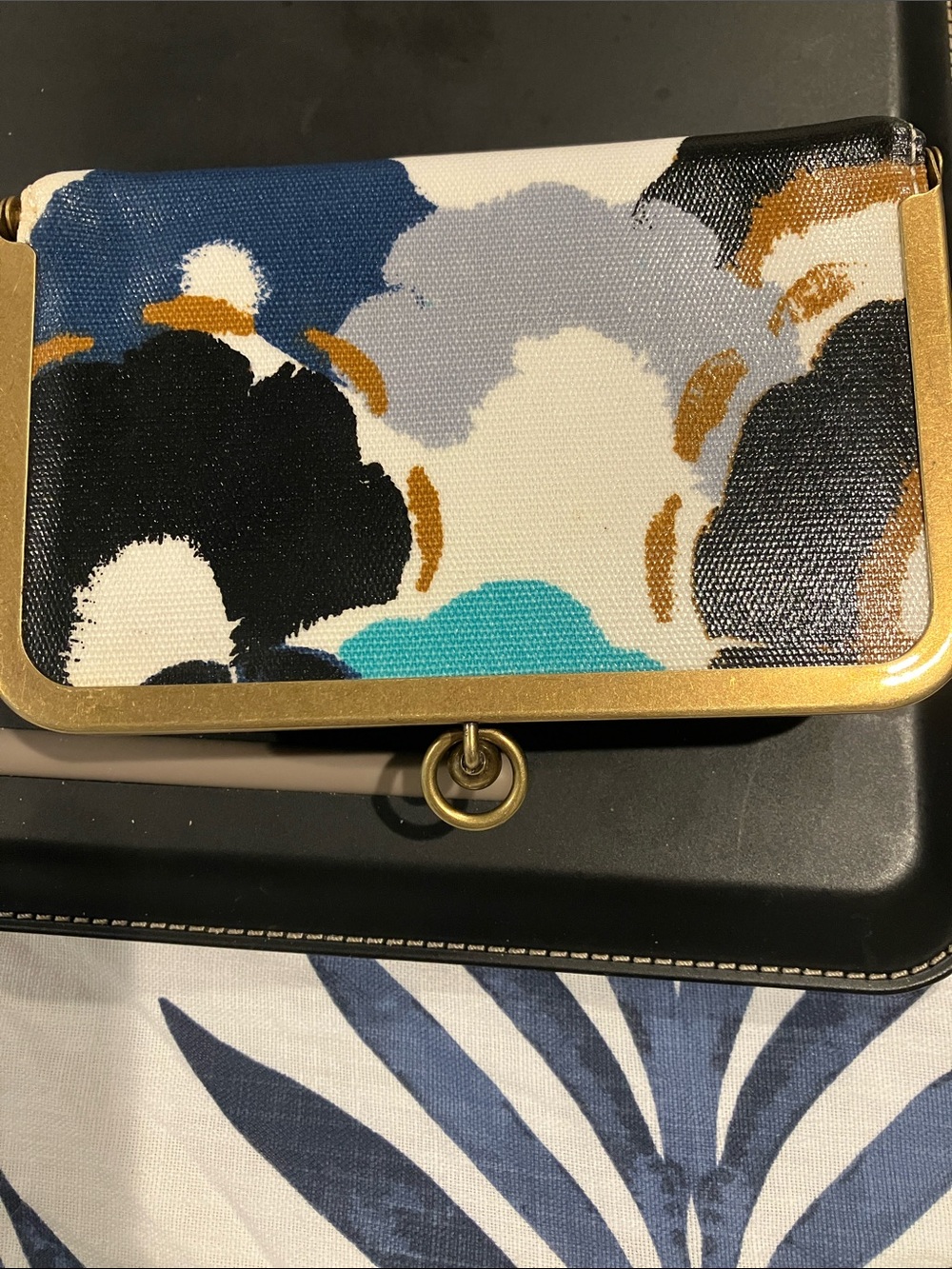 Fossil Multicolor Floral Clutch case Black, White, Teal, Gray, Brown